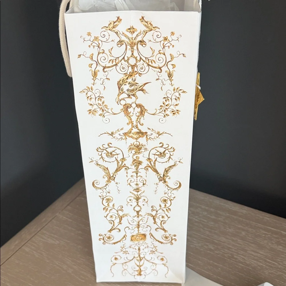 Dior White and Gold Gift Bag with Ribbon